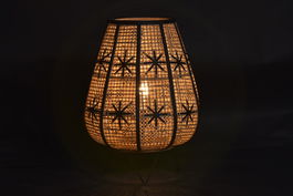 DKD Home Decor Lámpara Sobremesa Tropical Ratán y Metal Marron Negro 37 x 47 x 37 cm