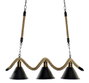 DKD Home Decor Lámpara de Techo Metal y Cuerda con 3 Bombillas, Negro y Natural