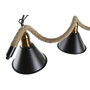 DKD Home Decor Lámpara de Techo Metal y Cuerda con 3 Bombillas, Negro y Natural