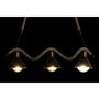 DKD Home Decor Lámpara de Techo Metal y Cuerda con 3 Bombillas, Negro y Natural