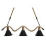 DKD Home Decor Lámpara de Techo Metal y Cuerda con 3 Bombillas, Negro y Natural