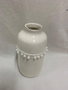 DKD Home Decor Jarrón de Gres Blanco con Pompón de Algodón