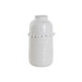 DKD Home Decor Jarrón de Gres Blanco con Pompón de Algodón