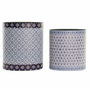 DKD Home Decor Set de 2 Papeleras de Lienzo y Madera Azul