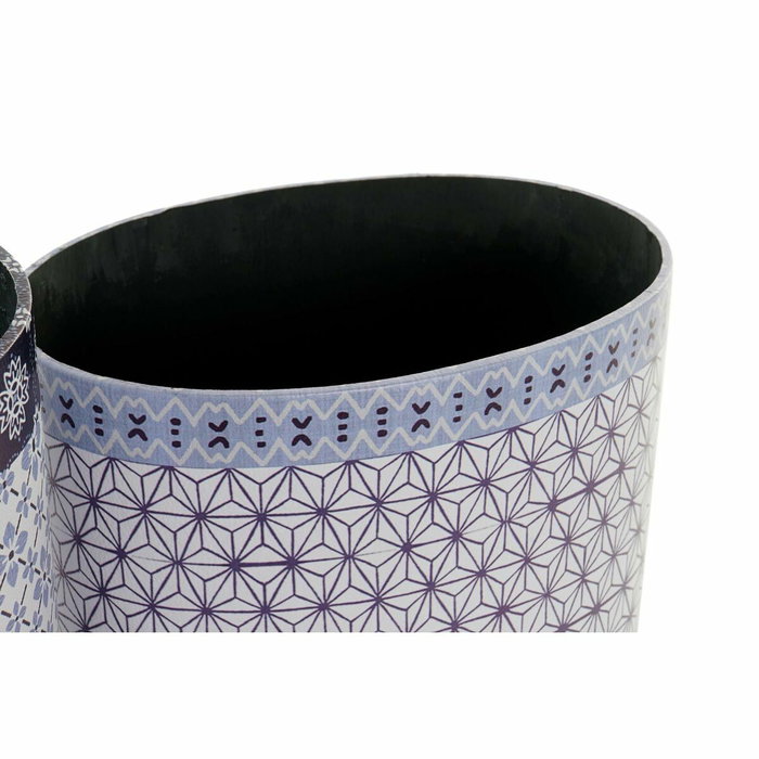 DKD Home Decor Set de 2 Papeleras de Lienzo y Madera Azul
