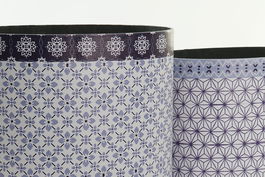 DKD Home Decor Papelera Sixties Azul Blanco 23 x 35.3 x 31.5 cm Set de 2