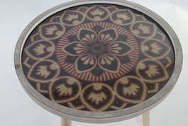 DKD Home Decor Mesita Auxiliar Colonial Natural Negro 40x40x41 cm