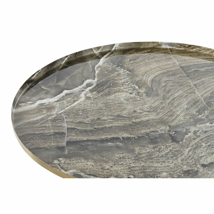 DKD Home Decor Mesita Auxiliar de Aluminio Simil Mármol Marrón y Dorado DKD Home Decor Mesita Auxiliar de Aluminio Simil Mármol Marrón y Dorado