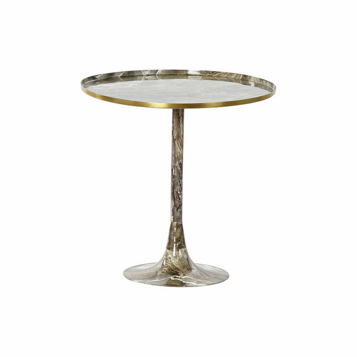 DKD Home Decor Mesita Auxiliar de Aluminio Simil Mármol Marrón y Dorado DKD Home Decor Mesita Auxiliar de Aluminio Simil Mármol Marrón y Dorado