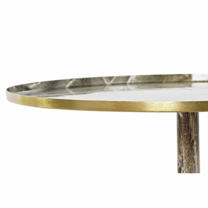 DKD Home Decor Mesita Auxiliar de Aluminio Simil Mármol Marrón y Dorado DKD Home Decor Mesita Auxiliar de Aluminio Simil Mármol Marrón y Dorado