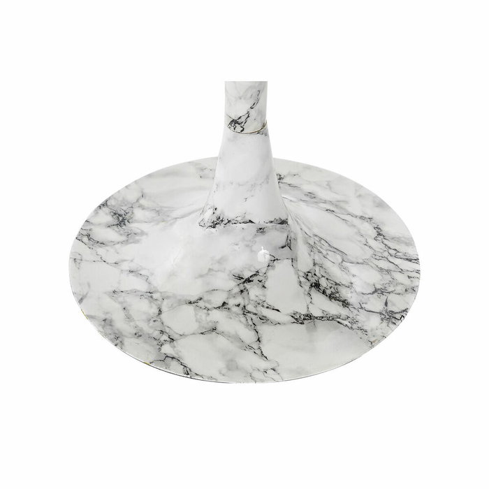 DKD Home Decor Mesita Auxiliar de Aluminio Símil Mármol Blanco y Dorado