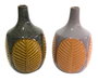 DKD Home Decor Surtido de 2 Jarrones de Gres con Diseño de Hojas, Marrón y Rosa