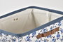 DKD Home Decor Cesta Shabby Azul Blanco Poliester 40 x 30 x 30 cm