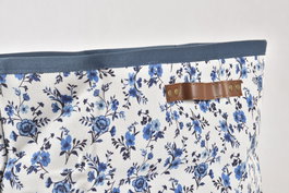 DKD Home Decor Cesta Shabby Azul Blanco Poliester 40 x 30 x 30 cm