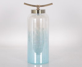 DKD Home Decor Jarrón Cristal y Metal SEALINE Azul y Dorado