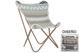 DKD Home Decor Otric Sillón Boho Blanco 74 x 65 x 90 cm