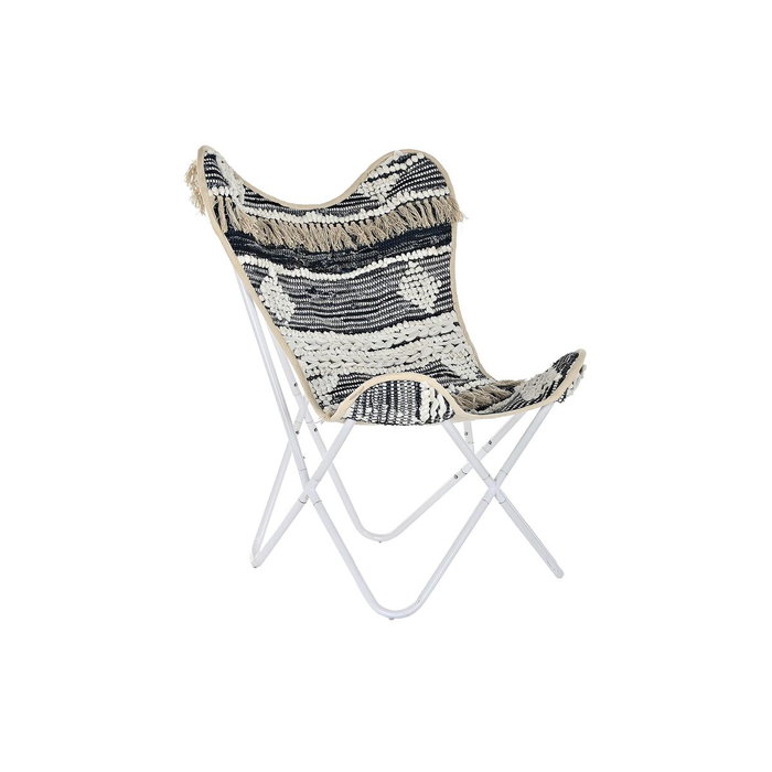 DKD Home Decor Sillón Algodón y Hierro Mariposa Blanco