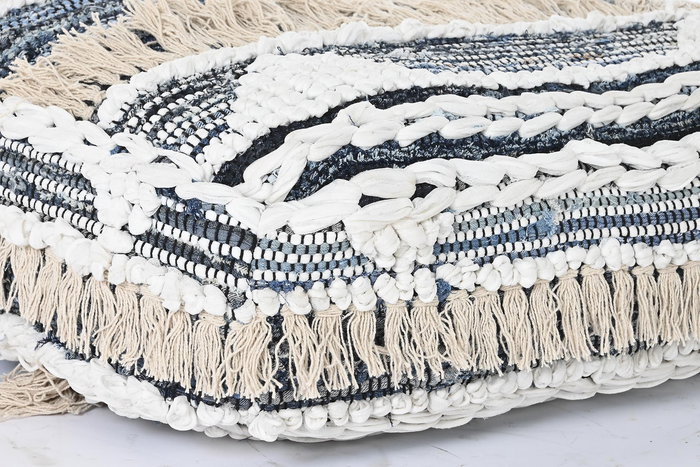 DKD Home Decor Cojín Suelo Boho Negro Blanco 60 x 60 x 25 cm