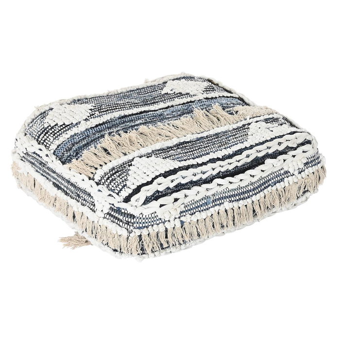 DKD Home Decor Cojín de Suelo de Algodón 60x60x25 con Rayas Negro, Blanco y Azul
