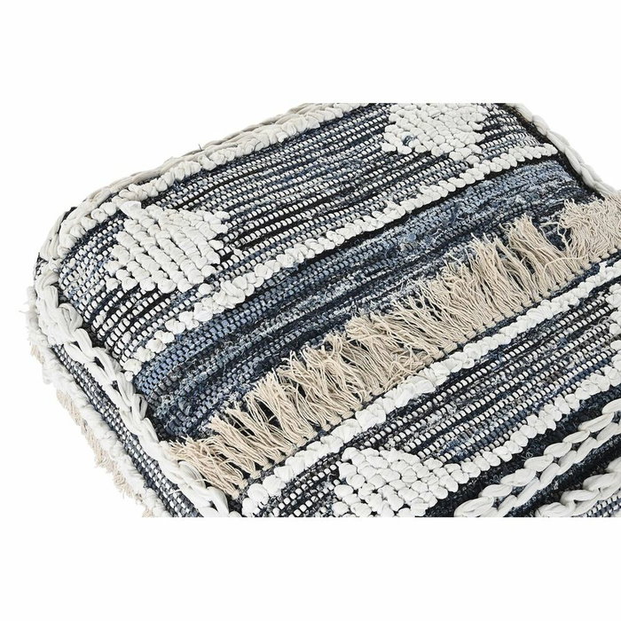 DKD Home Decor Cojín de Suelo de Algodón 60x60x25 con Rayas Negro, Blanco y Azul