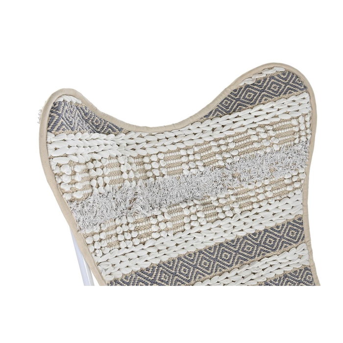 DKD Home Decor Sillón Mariposa Algodón y Hierro Blanco y Gris