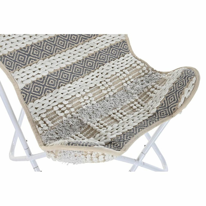 DKD Home Decor Sillón Mariposa Algodón y Hierro Blanco y Gris