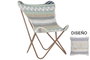DKD Home Decor Nacla Sillon Boho Blanco Gris 65 x 90 x 74 cm