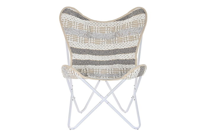 DKD Home Decor Nacla Sillon Boho Blanco Gris 65 x 90 x 74 cm