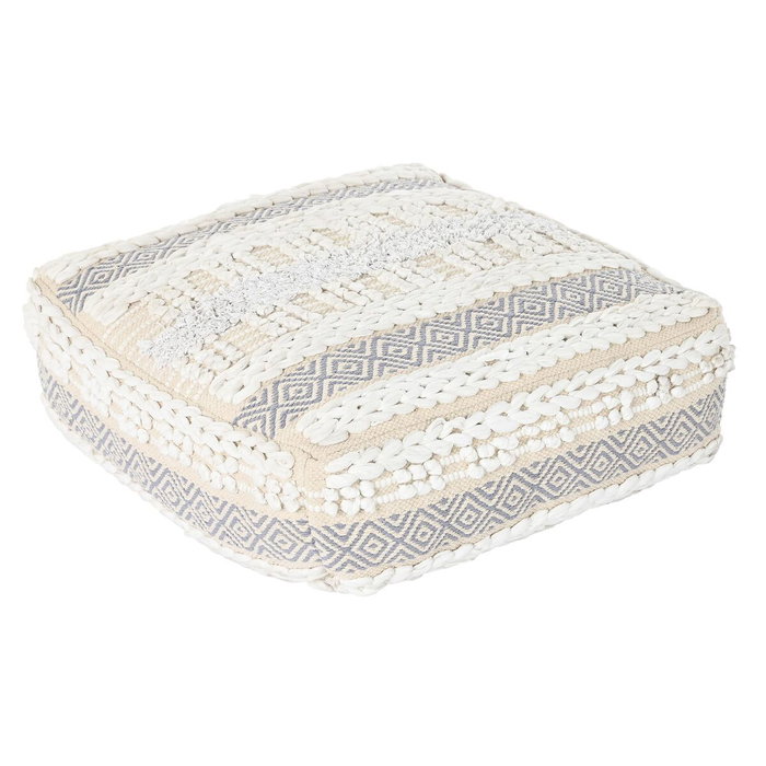 DKD Home Decor Cojín de Suelo de Algodón 60x60x25 Rayas Blanco y Gris
