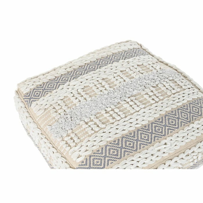 DKD Home Decor Cojín de Suelo de Algodón 60x60x25 Rayas Blanco y Gris