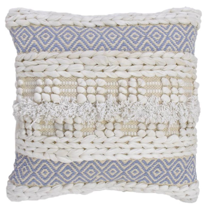 DKD Home Decor Cojín de Suelo de Algodón 60x60x25 Rayas Blanco y Gris