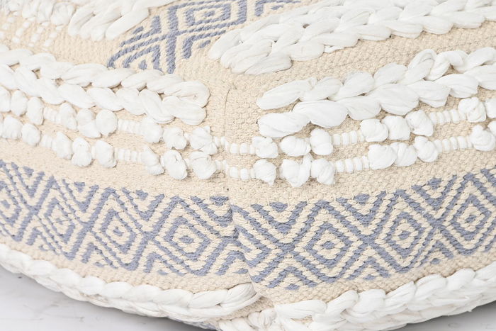 DKD Home Decor Cojín Suelo Nacla Boho Blanco Gris Algodón/Poliéster 60 x 60 x 25 cm