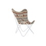 DKD Home Decor Sillón de Algodón y Hierro Mariposa Naranja