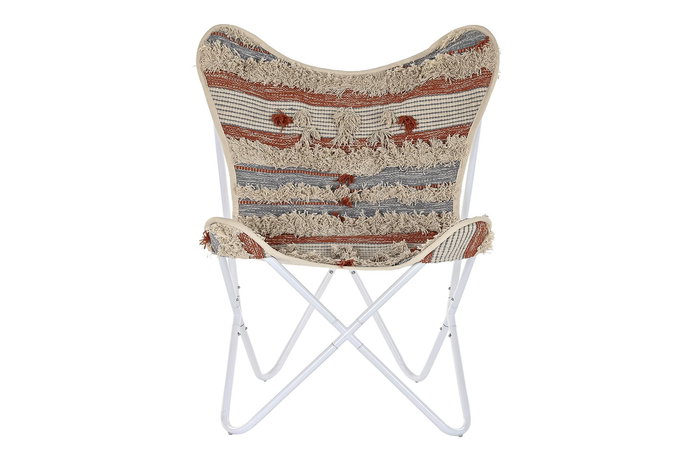 DKD Home Decor Sillón Boho Naranja Blanco 65 x 90 x 74 cm DKD Home Decor Sillón Boho Naranja Blanco 65 x 90 x 74 cm