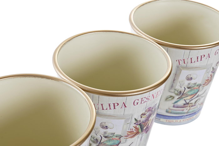 DKD Home Decor Macetero Shabby PVC Rosa Dorado 13 x 14 x 38 cm Set de 3 DKD Home Decor Macetero Shabby PVC Rosa Dorado 13 x 14 x 38 cm Set de 3