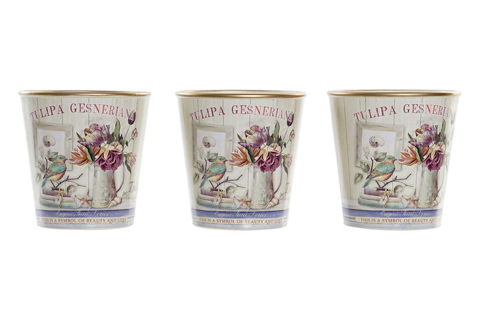 DKD Home Decor Macetero Shabby PVC Rosa Dorado 13 x 14 x 38 cm Set de 3 DKD Home Decor Macetero Shabby PVC Rosa Dorado 13 x 14 x 38 cm Set de 3