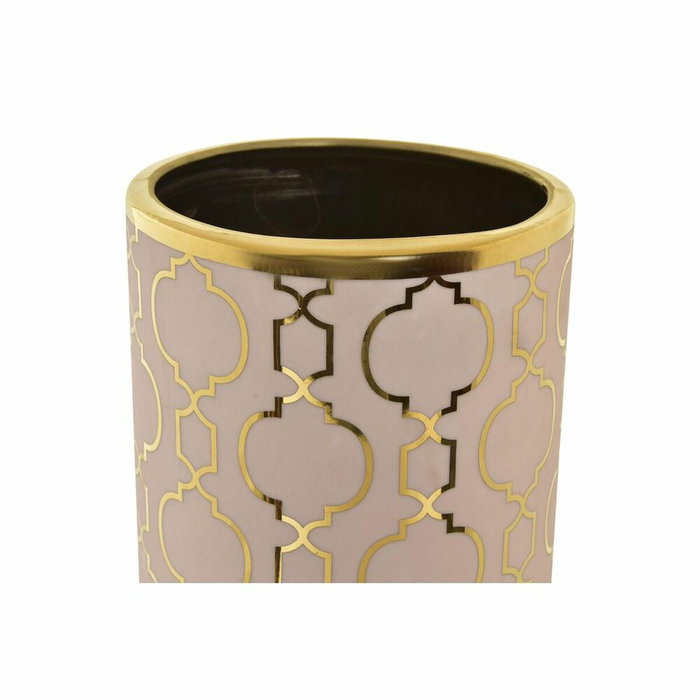 DKD Home Decor Jarrón de Porcelana Cromado Rosa y Dorado ZEMAN