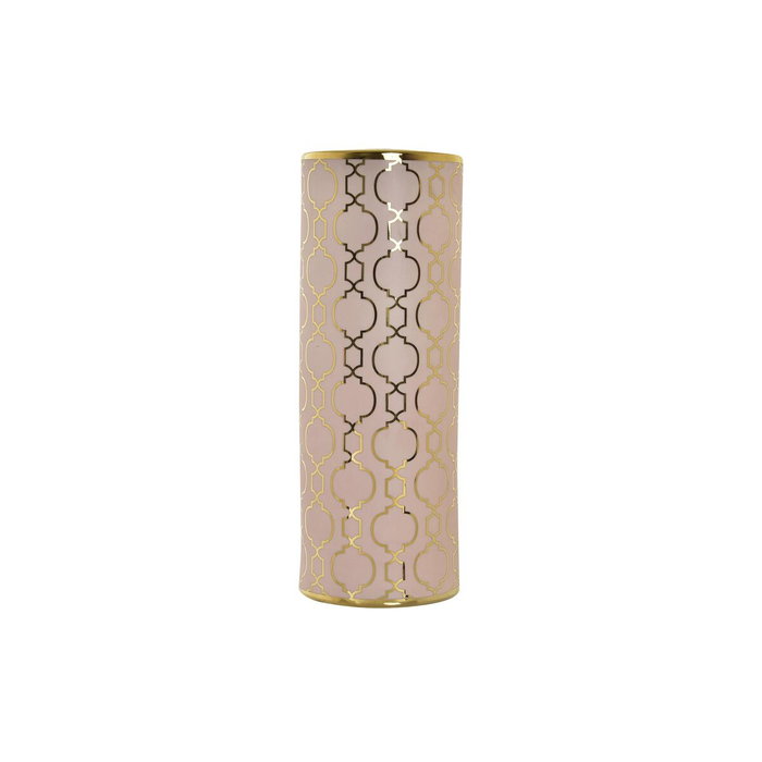 DKD Home Decor Jarrón de Porcelana Cromado Rosa y Dorado ZEMAN