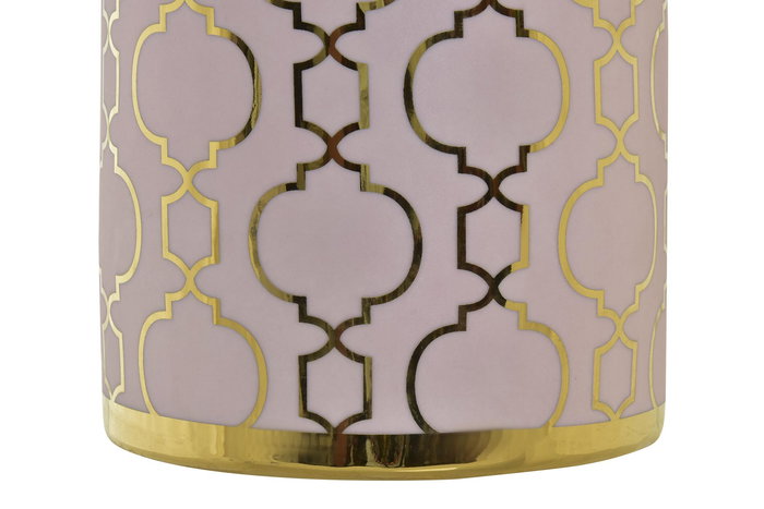 DKD Home Decor Jarrón Oriental Zeman Rosa Dorado Porcelana 14 x 14 x 32 cm