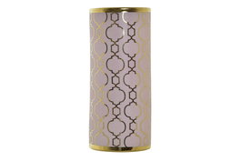 DKD Home Decor Jarrón de Porcelana Cromado Rosa ZEMAN 14x14x32 cm