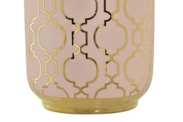 DKD Home Decor Zeman Jarron Porcelana Rosa Dorado Cromado 15 x 15 x 41.5 cm