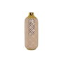 DKD Home Decor Jarrón de Porcelana Cromado Rosa y Dorado ZEMAN 15x15x41,5 cm