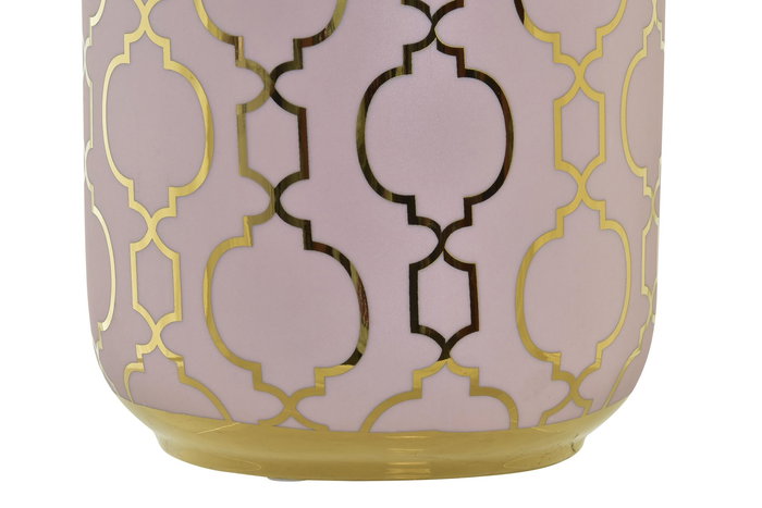 DKD Home Decor Jarrón Oriental Zeman Rosa Dorado Porcelana 13 x 26 x 13 cm