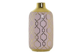 DKD Home Decor Jarrón de Porcelana Cromado Rosa ZEMAN