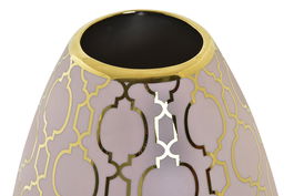 DKD Home Decor Jarrón Oriental Zeman Rosa Dorado Porcelana 18 x 18 x 24 cm
