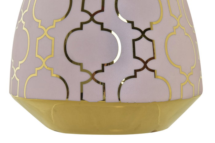 DKD Home Decor Jarrón Oriental Zeman Porcelana Rosa Dorado 16x16x18 cm