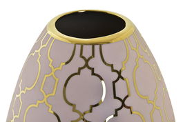 DKD Home Decor Jarrón Oriental Zeman Porcelana Rosa Dorado 16x16x18 cm