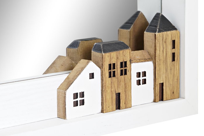 DKD Home Decor Espejo de Madera Casas Blanco 36x4x60 cm