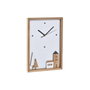 DKD Home Decor Reloj de Pared de Madera Casitas Blanco y Marrón