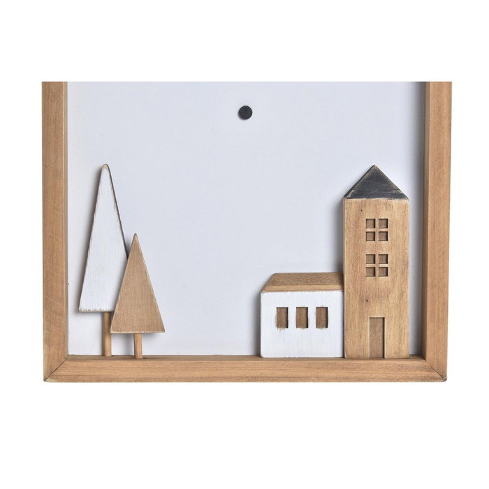 DKD Home Decor Reloj de Pared de Madera Casitas Blanco y Marrón